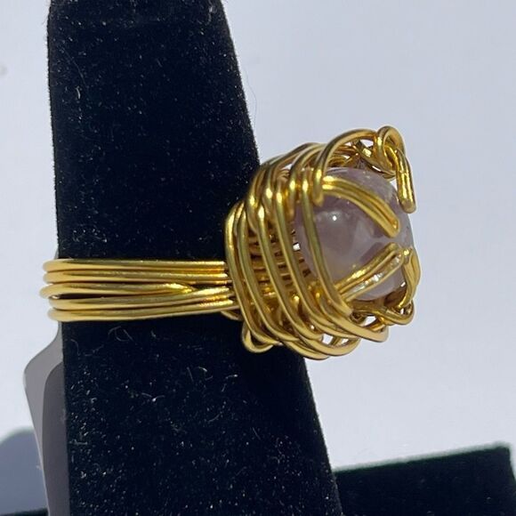 ✨ HANDMADE AMETHYST WIREWRAPPED GENUINE GEMSTONE CHUNKY RING ✨ - Picture 5 of 5